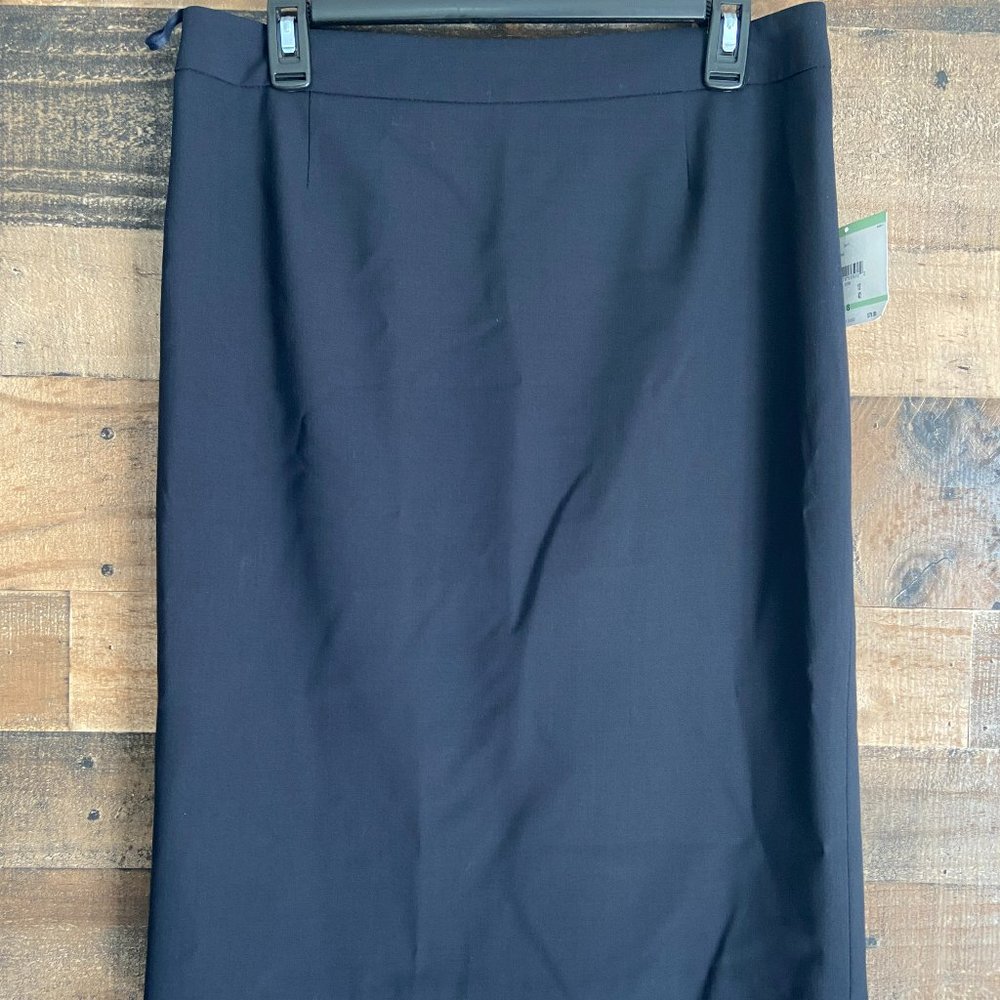 Anne Klein Navy Blue Pencil Skirt Straight Size 8 Petite NWT Zip Back